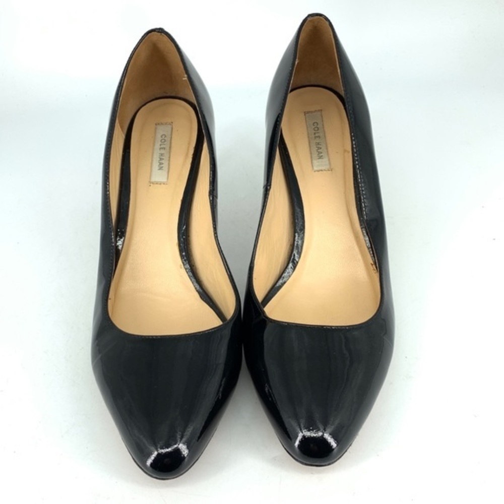 Cole Haan Grand OS Women 7C WIIDE Heels Black Patent Leather Pumps Pointed - Picture 3 of 10